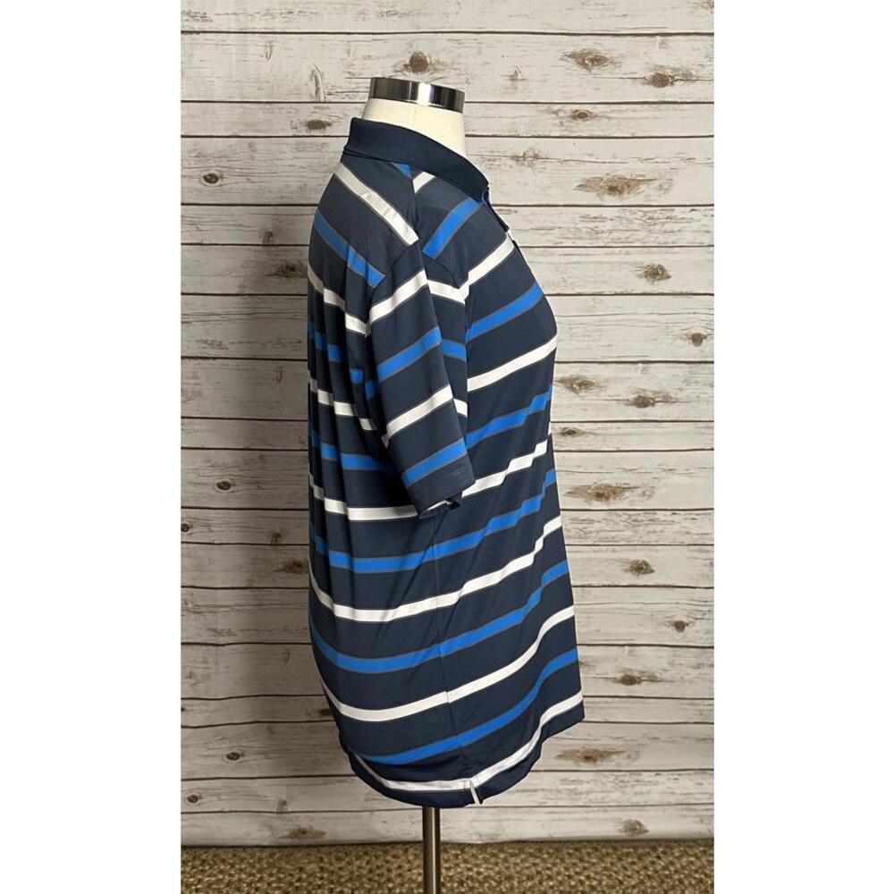 Nike Golf Dri-Fit activewear blue/grey striped polo shirt Size Large - Picture 4 of 7